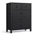 Commode en Bois Noir à 5 Tiroirs