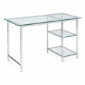 Bureau en verre trempé avec étagères en métal chromé 120x60x75 cm