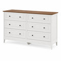 Commode en bois à 6 tiroirs Blanc et Chêne 120x40x75 cm