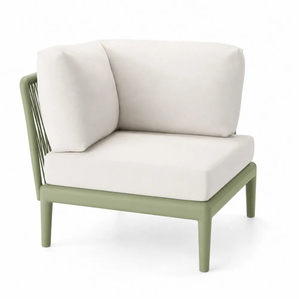 Fauteuil d'extérieur angle en aluminium et polyester Beige/Vert olive