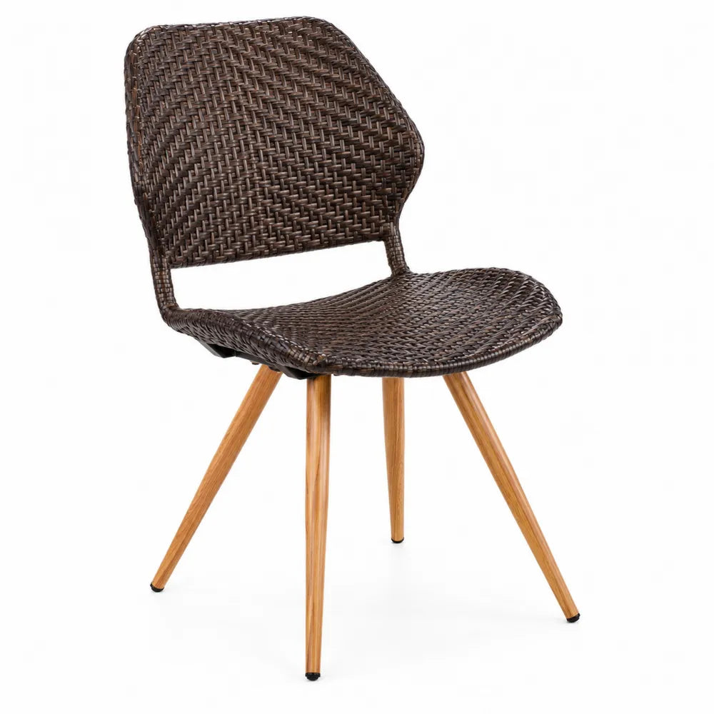 Chaise en résine tressée et bois de chêne Marron