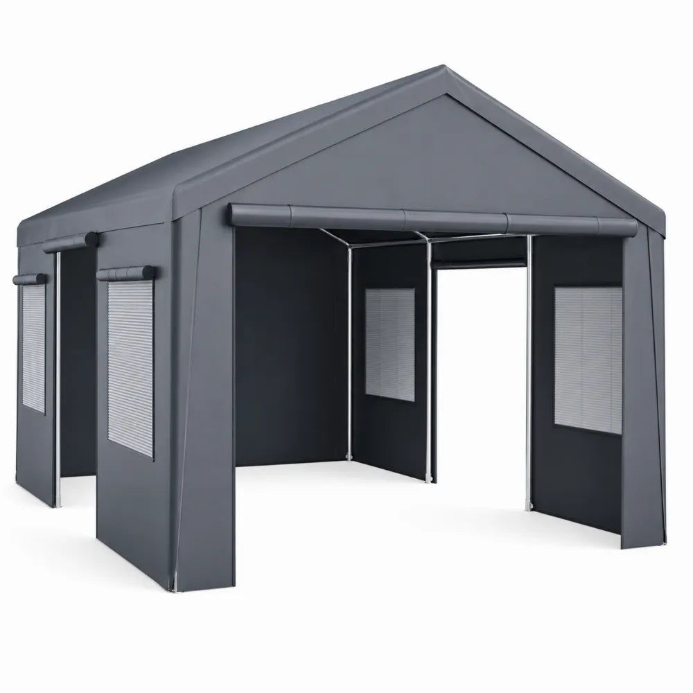 Pavillon rectangulaire en métal et tissu gris 3x4 m