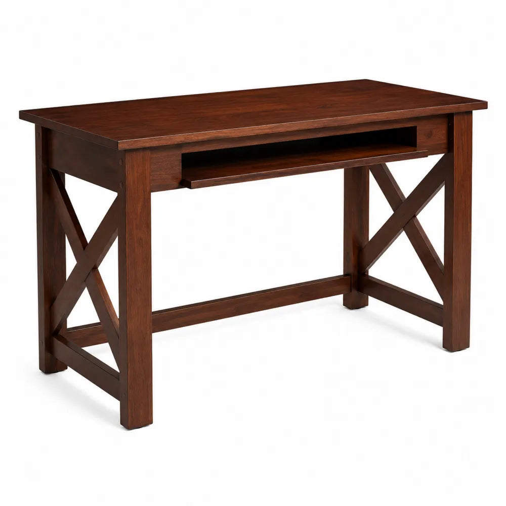 Bureau en bois avec tablette coulissante 120x60x75 cm