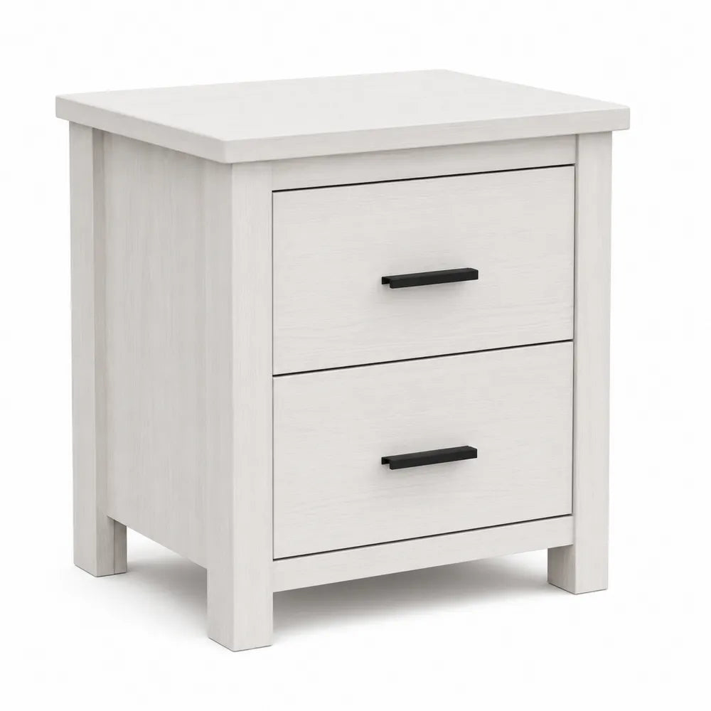 Table de chevet en bois composite blanc avec 2 tiroirs 60x40x55 cm