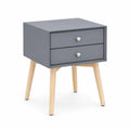 Table de chevet en MDF avec pieds en hêtre Gris