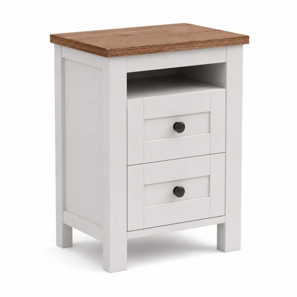 Table de chevet en bois avec tiroirs MDF et surface chêne