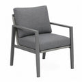 Fauteuil d'extérieur en aluminium avec coussins en tissu gris