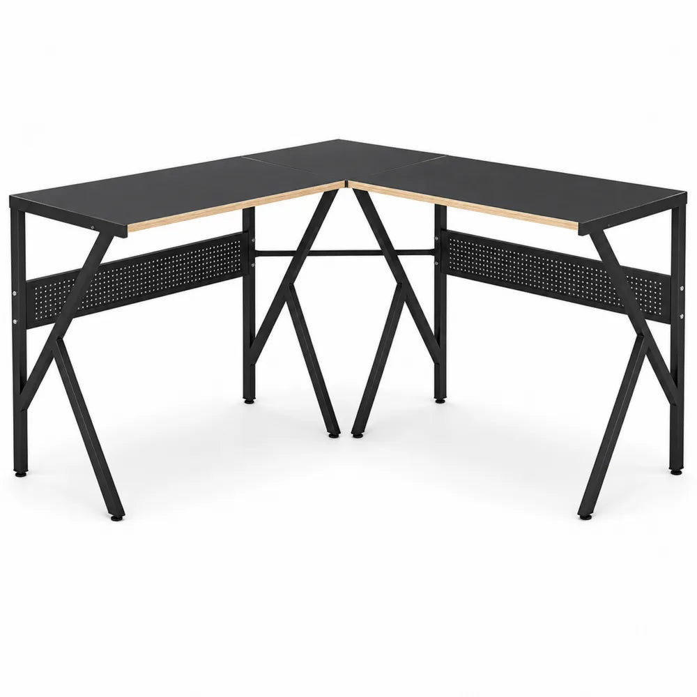 Bureau d'angle en métal et MDF Noir