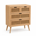 Commode en Bois avec Tiroirs en Rotin