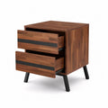 Table de chevet en bois avec 2 tiroirs et pieds en métal
